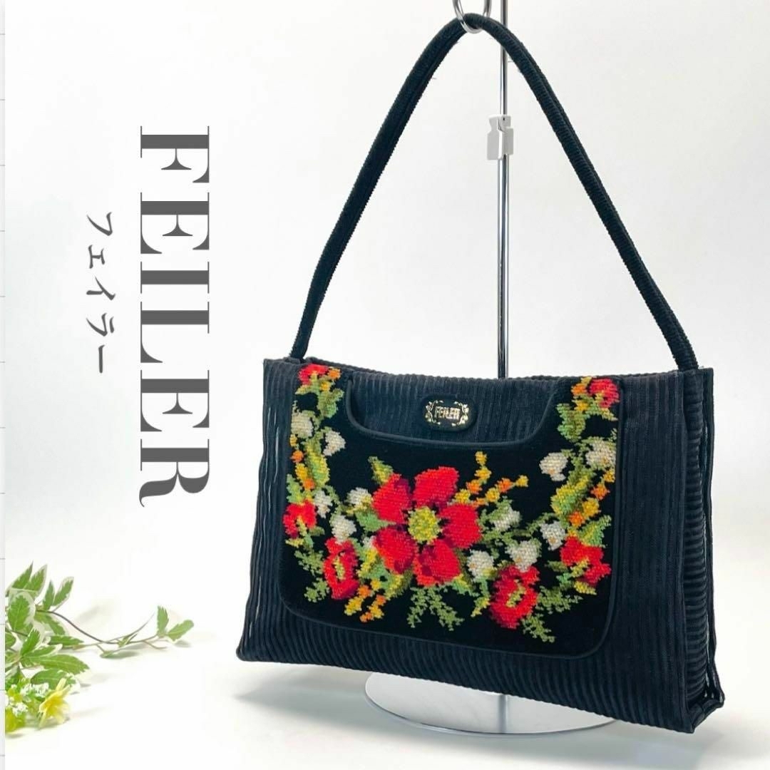 FEILER - FEILER フェイラー メッシュ ハンドバッグ 花柄 FEILER - FEILER フェイラー メッシュ ハンドバッグ 花柄