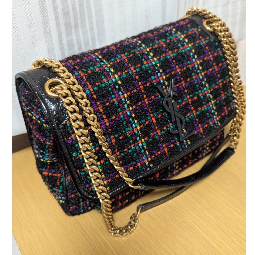 SAINT LAURENTツイードショルダーバッグNIKIチェーンニキミディアム SAINT LAURENTツイードショルダーバッグNIKIチェーンニキミディアム