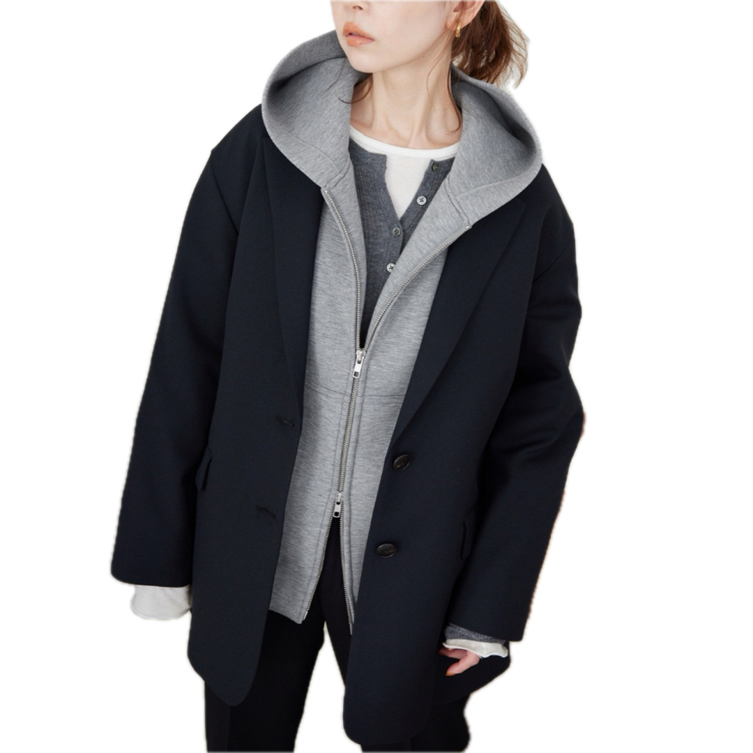SLOBE IENA ボリュームジップアップフーディー グレー トップス SLOBE IENA ボリュームジップアップフーディー グレー トップス