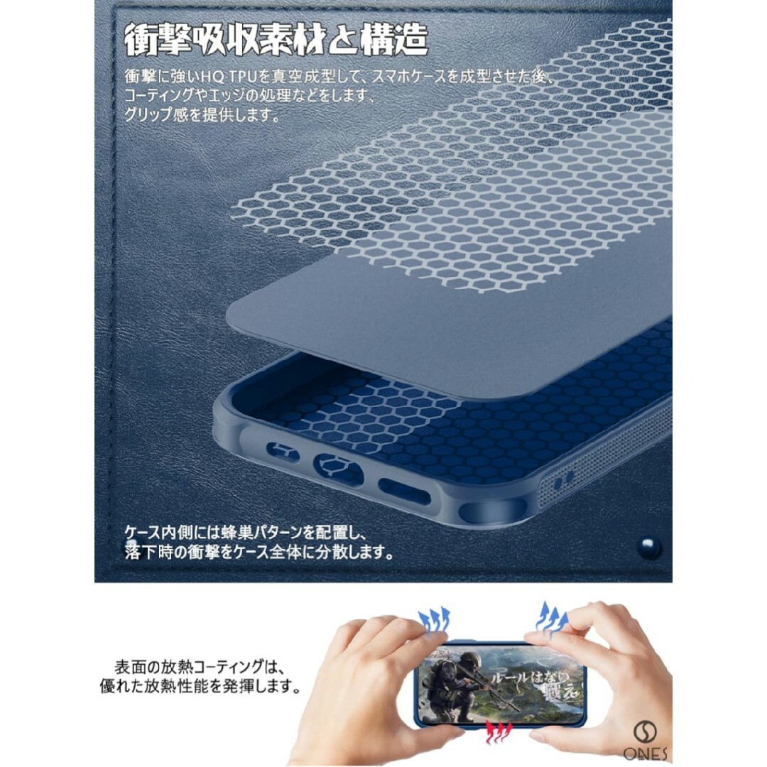 ONES iPhone 13 Pro レザーケース 超耐衝撃 （ 星空ブルー) スマホ/家電/カメラのスマホアクセサリー(iPhoneケース)の商品写真