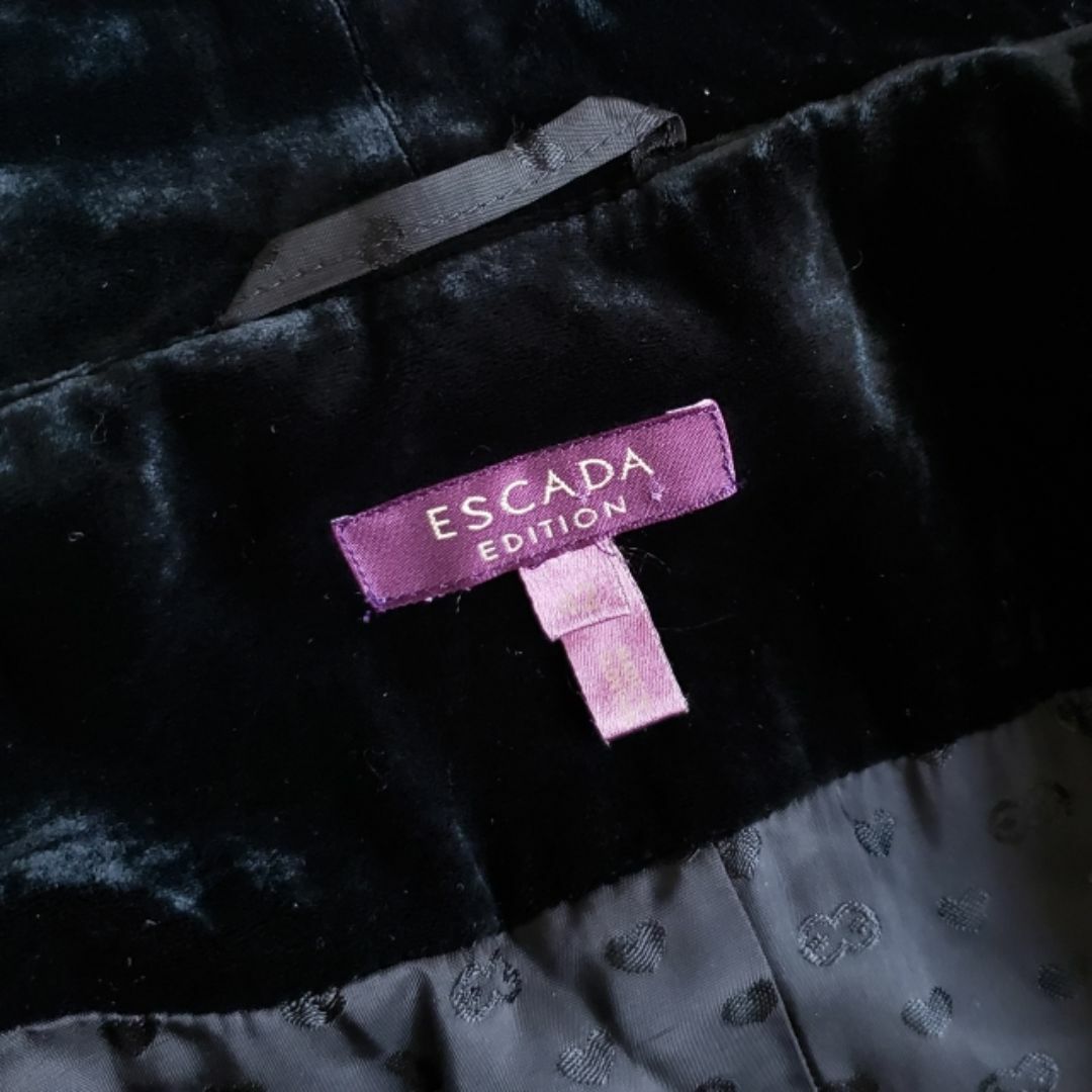エスカーダ ESCADA ☆ ロング 中綿 コート 42 シルク混ベロア 黒 エスカーダ ESCADA ☆ ロング 中綿 コート 42 シルク混ベロア 黒