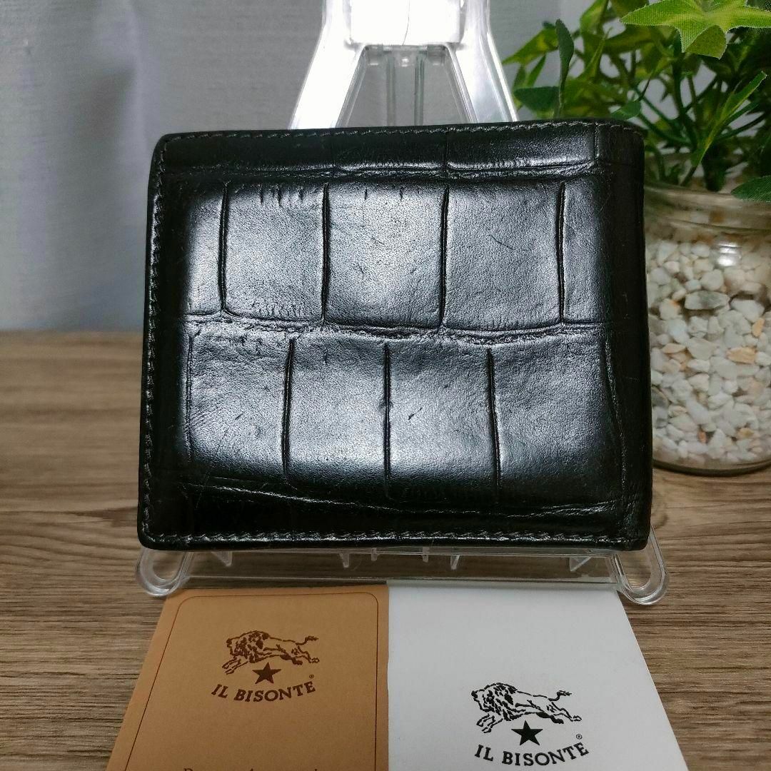 IL BISONTE - イルビゾンテ 二つ折り財布 ブラック クロコ IL IL BISONTE - イルビゾンテ 二つ折り財布 ブラック クロコ IL