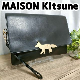 MAISON KITSUNE' - メゾンキツネ クラッチバッグ ブラック ロゴ MAISON KITSUNE' - メゾンキツネ クラッチバッグ ブラック ロゴ
