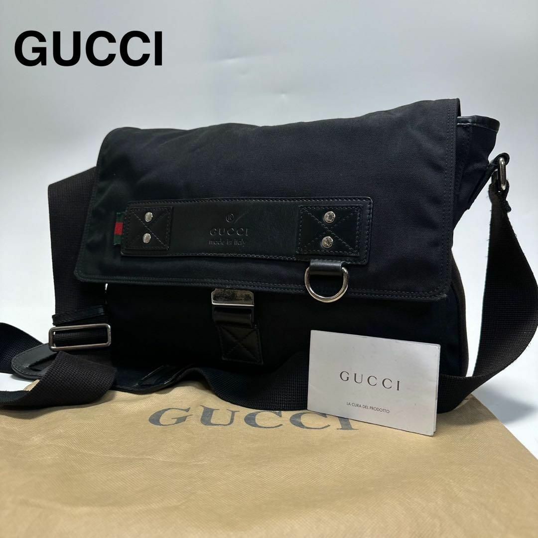 i48【美品】グッチ シェリーライン キャンバス ブラック i48【美品】グッチ シェリーライン キャンバス ブラック