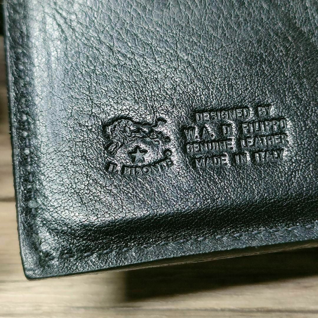 IL BISONTE - イルビゾンテ 二つ折り財布 ブラック 白ロゴ IL IL BISONTE - イルビゾンテ 二つ折り財布 ブラック 白ロゴ IL