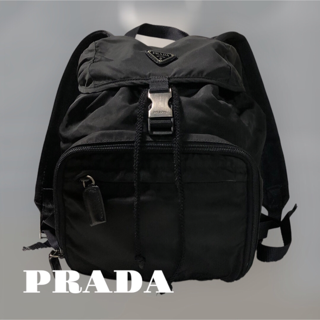 PRADA プラダ ミニリュック ナイロン ブラック 三角ロゴプレート PRADA プラダ ミニリュック ナイロン ブラック 三角ロゴプレート