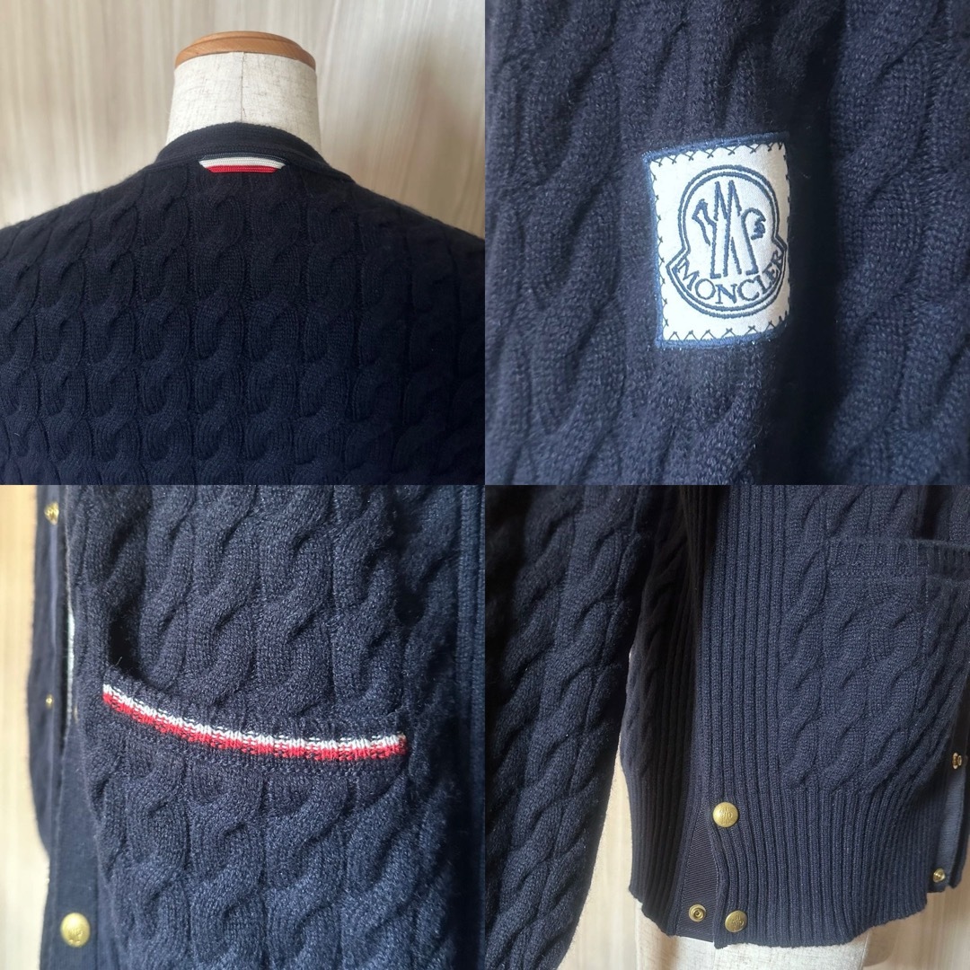 MONCLER - 定価30万 モンクレールガムブルー カシミア ケーブル MONCLER - 定価30万 モンクレールガムブルー カシミア ケーブル