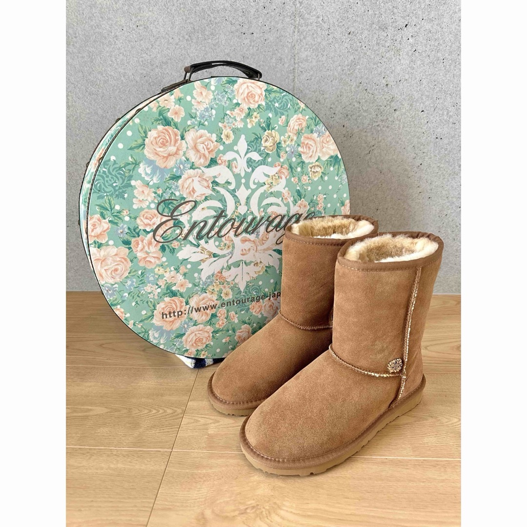アントラージュ本革ムートンブーツ24cm/ブラウン(美品) 靴 アントラージュ本革ムートンブーツ24cm/ブラウン(美品) 靴