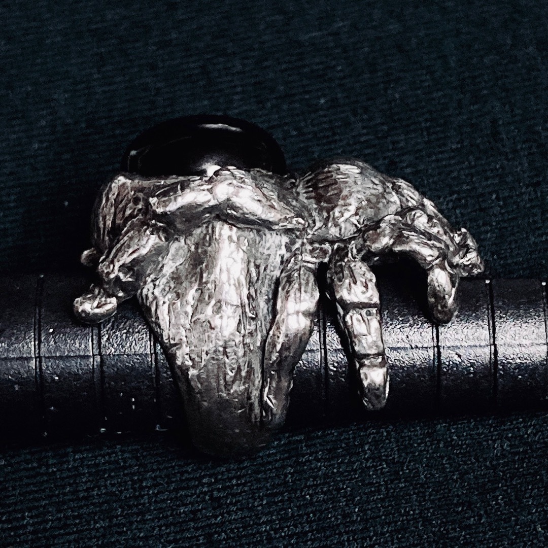 シルバー925 オニキス スパイダーリング 6号 〜 7号 刻印有り シルバー925 オニキス スパイダーリング 6号 〜 7号 刻印有り