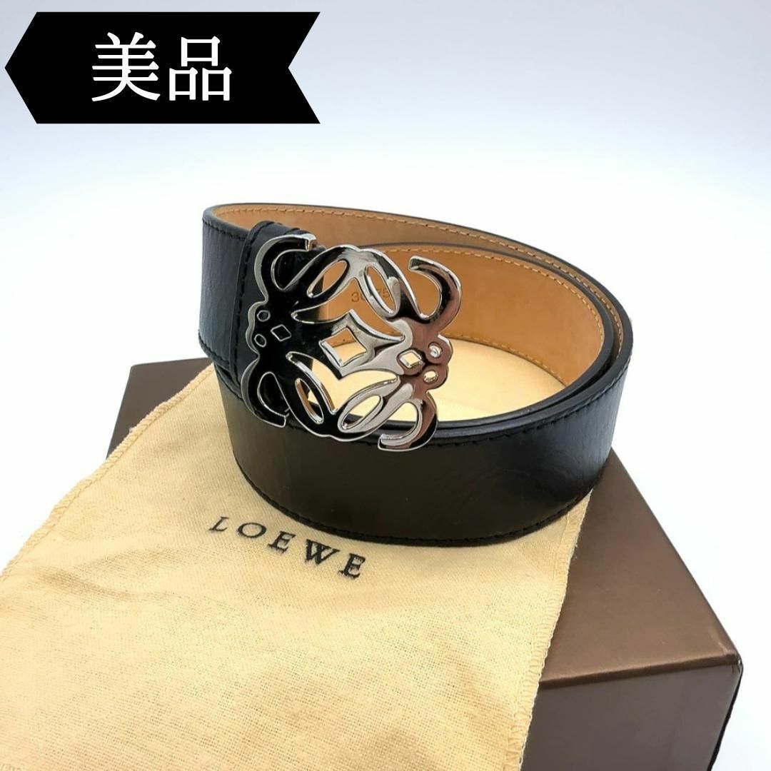 LOEWE - ◇ロエベ◇GP×革/アナグラム/ベルト/ブランド/ブラック LOEWE - ◇ロエベ◇GP×革/アナグラム/ベルト/ブランド/ブラック