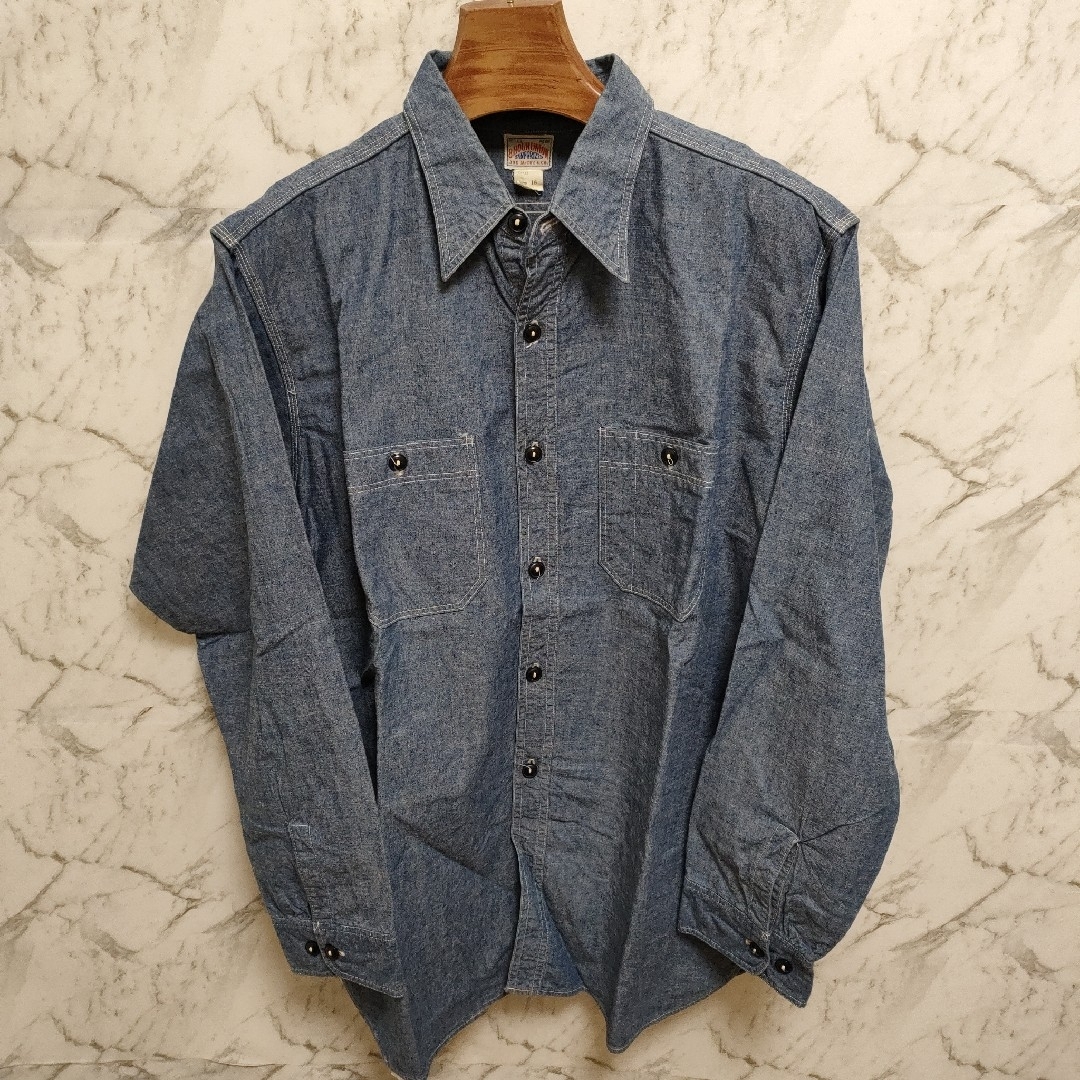 JoeMcCoy シャンブレーシャツ ネイビー サイズL 5oz JoeMcCoy シャンブレーシャツ ネイビー サイズL 5oz