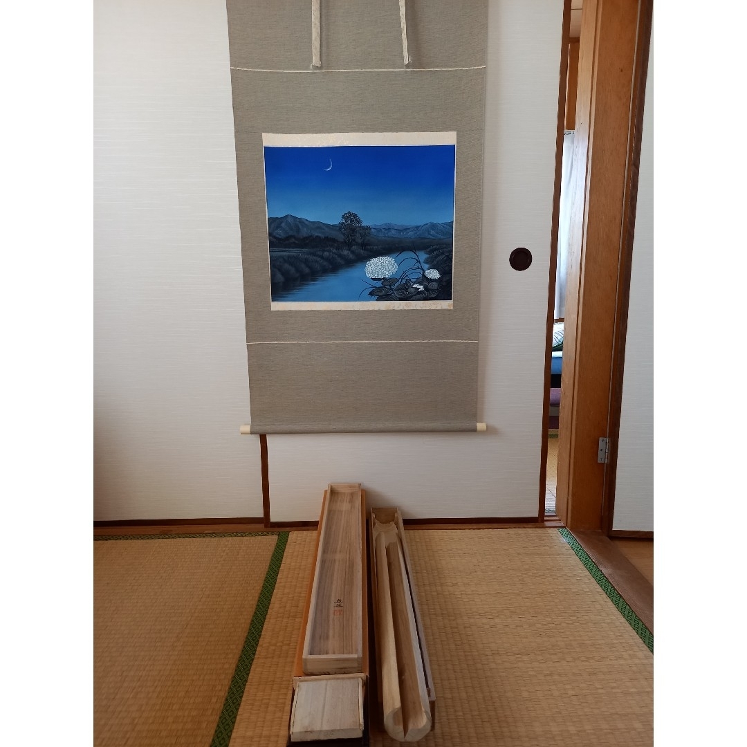 【楽天最安値に挑戦】 春光美術院主宰 海野春泉作1.8尺幅横清晨 太巻二重箱桐箱付 縦150cm幅68 その他
