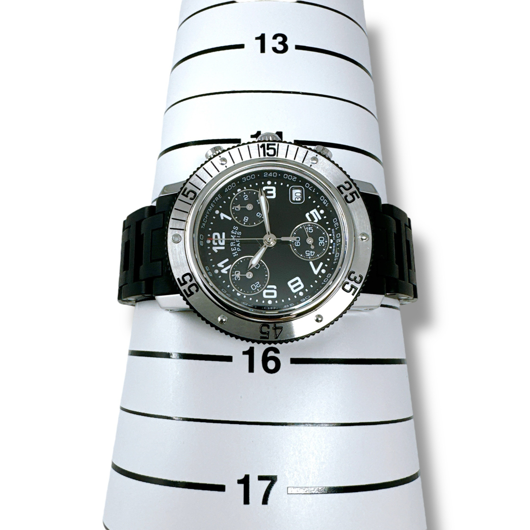 HERMES - エルメス クリッパー CL2.315 クロノ ラバー ブラック HERMES - エルメス クリッパー CL2.315 クロノ ラバー ブラック