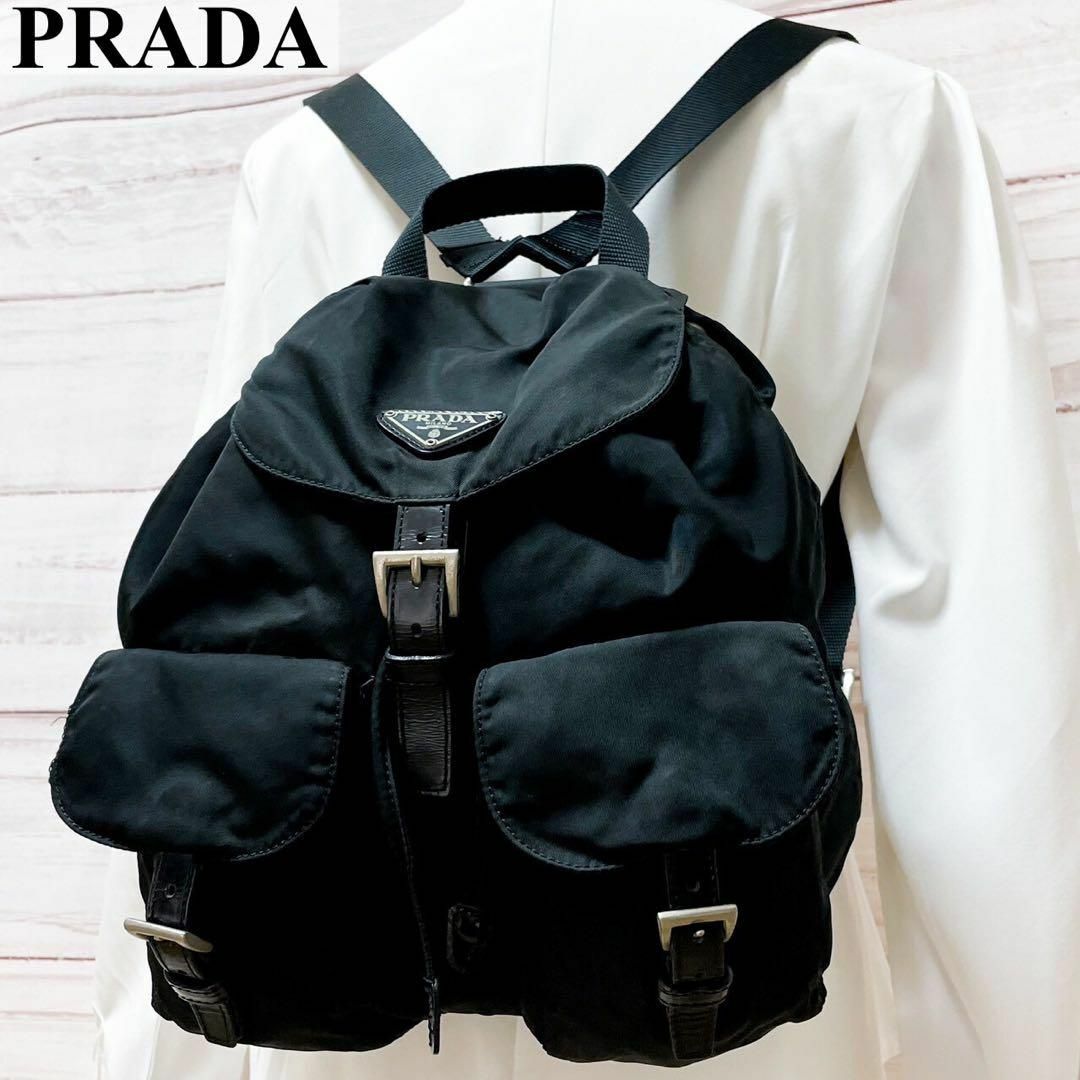 PRADA プラダ ギャラカード リュックサック 三角プレートロゴ 黒 PRADA プラダ ギャラカード リュックサック 三角プレートロゴ 黒