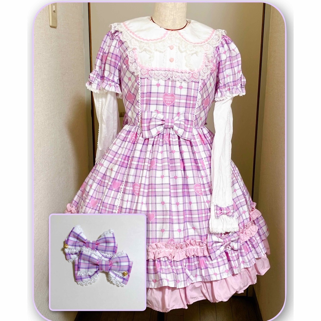 Sprinkle Heart Tartanのワンピース&クリップセット ワンピース Sprinkle Heart Tartanのワンピース&クリップセット ワンピース