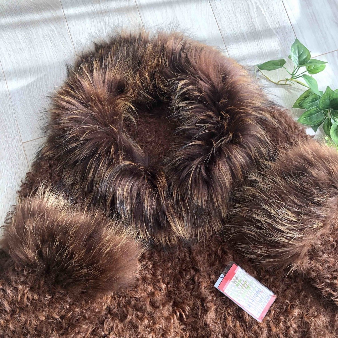 美品】 高級 毛皮 ファー ブルゾン カルガンラム ラクーン