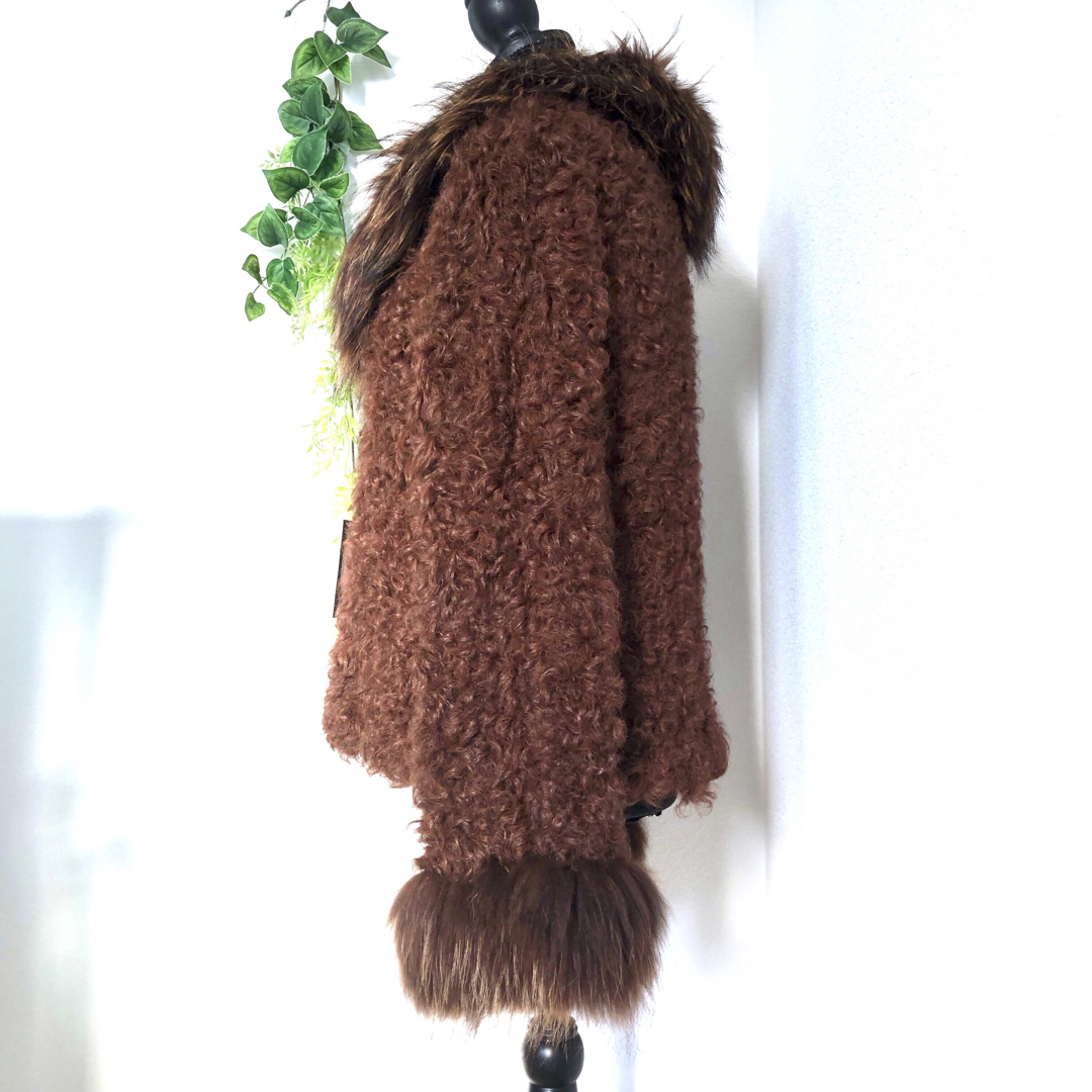 希少 黒入荷！ ファー 毛皮 高級 美品】 ブルゾン ラクーン カルガンラム ジャケット・アウター