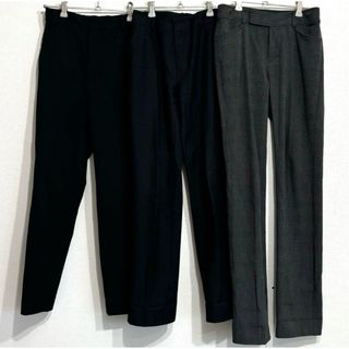 【3点セット】冬用スラックスパンツ グレーチェック ブラック XXSサイズ