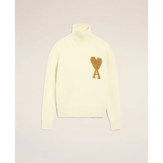 ami - amiparis ホワイト×ゴールド ハート タートルネック L の ami - amiparis ホワイト×ゴールド ハート タートルネック L の