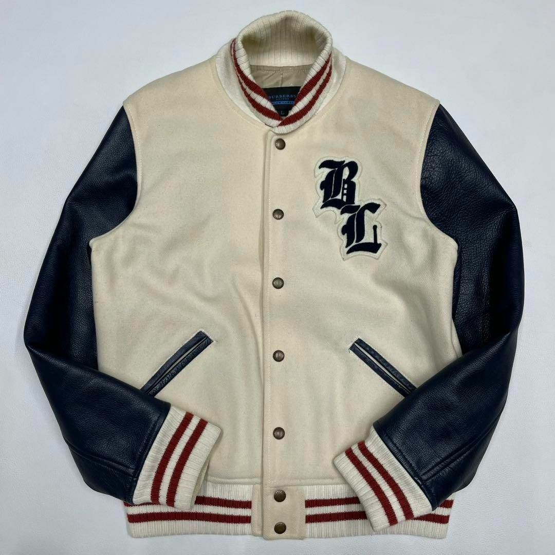 □Lサイズ Burberry バーバリー 袖レザー スタジャン イングリッシュ □Lサイズ Burberry バーバリー 袖レザー スタジャン イングリッシュ
