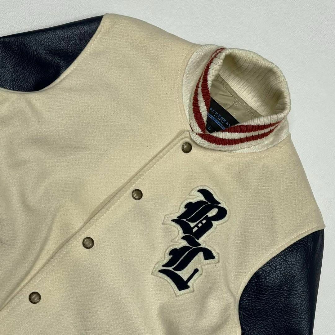 □Lサイズ Burberry バーバリー 袖レザー スタジャン イングリッシュ □Lサイズ Burberry バーバリー 袖レザー スタジャン イングリッシュ