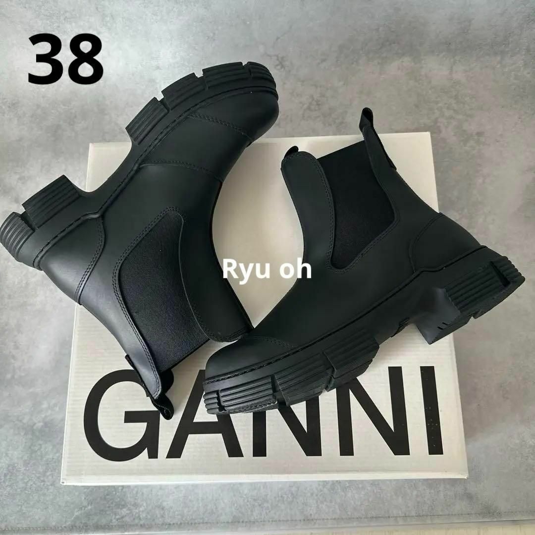レディース Ganni ガニー ラバー チェルシー ブーツ ブラック 38 レディース Ganni ガニー ラバー チェルシー ブーツ ブラック 38