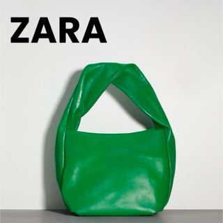 ZARA - ZARAグリーン レザー ハンドバッグ