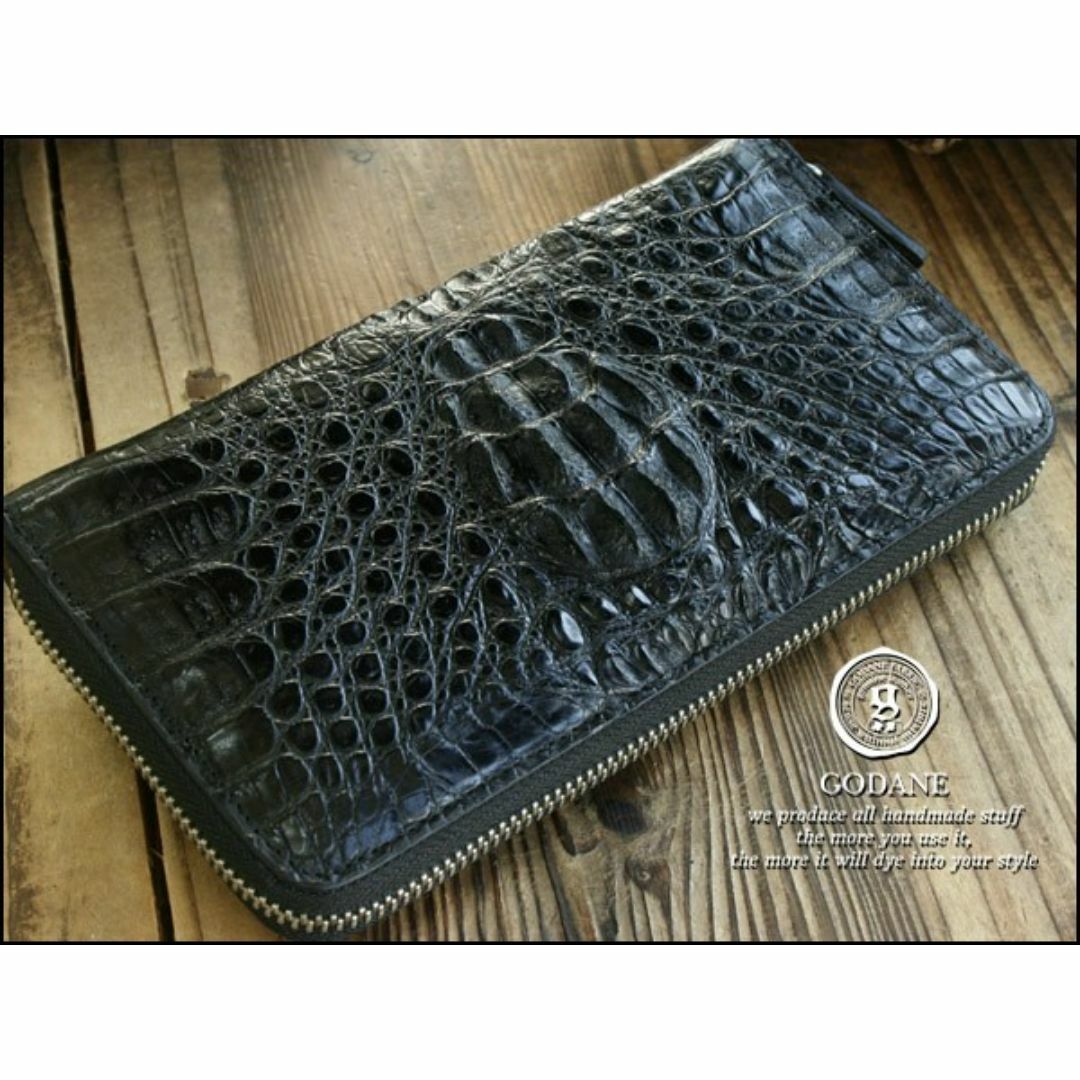 新春セール☆コブ付 カイマンクロコワニ革 Rジッパー 長財布 新春セール☆コブ付 カイマンクロコワニ革 Rジッパー 長財布