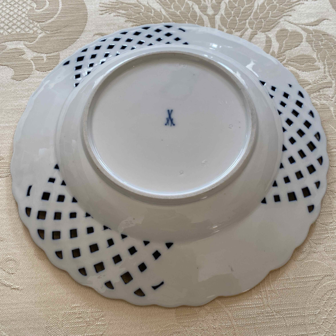 MEISSEN - 【古マイセン】コバルト 金彩 波カンテ 透かし 皿 MEISSEN - 【古マイセン】コバルト 金彩 波カンテ 透かし 皿