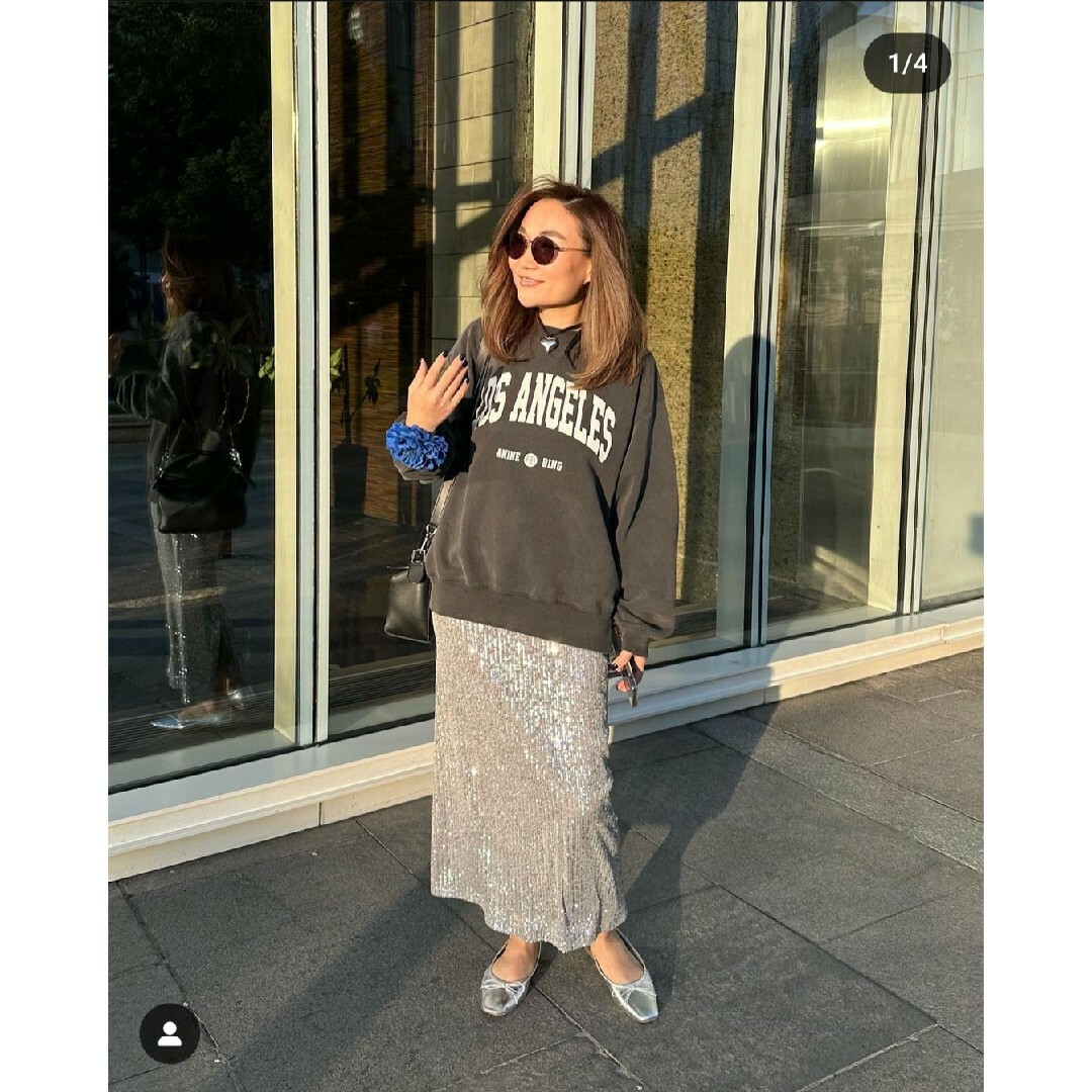 ZARA - ZARA メタリックレザーフラットシューズ リボン ZARA - ZARA メタリックレザーフラットシューズ リボン
