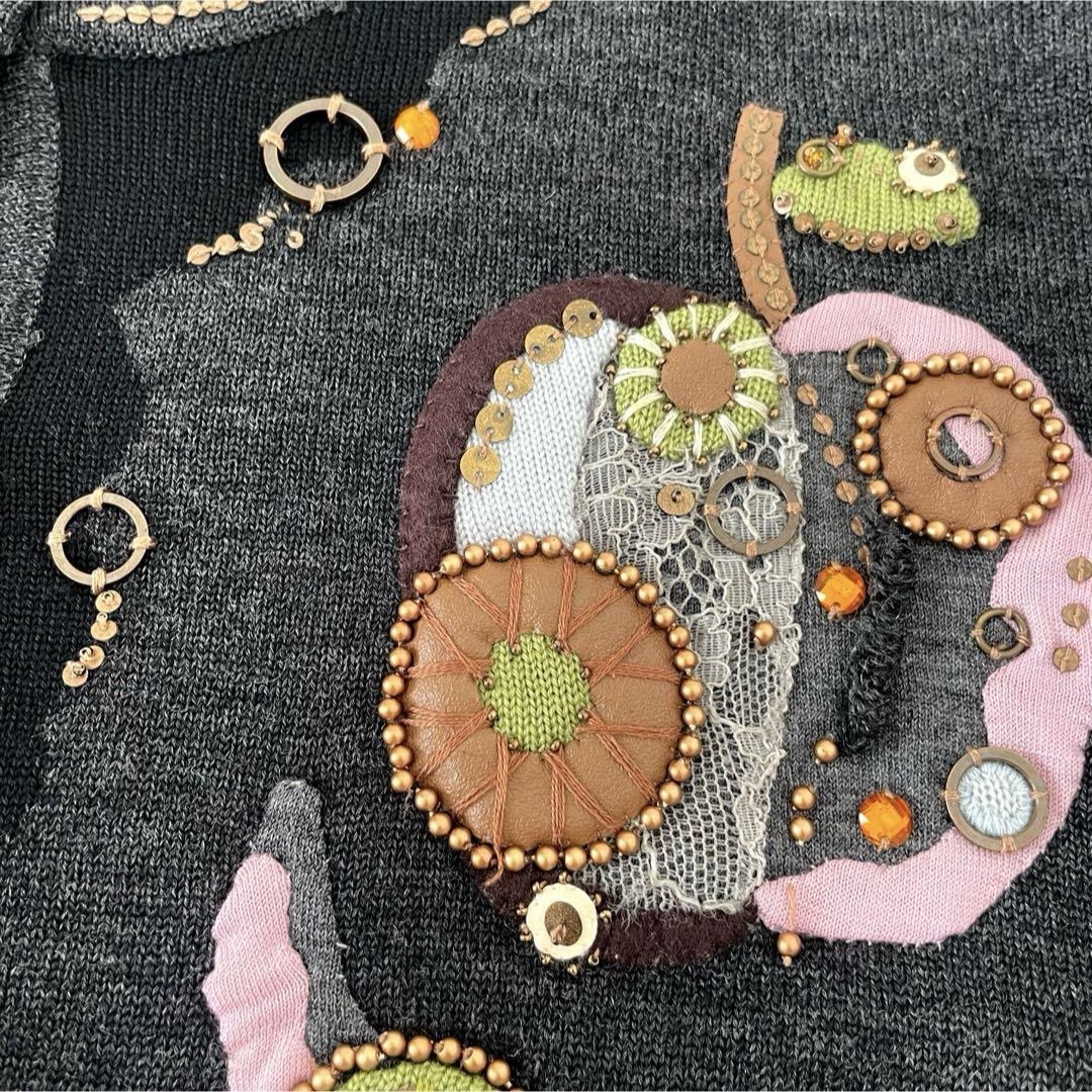 未使用 Leilian 刺繍ビーズ ウールニット カーディガン 大きいサイズ 未使用 Leilian 刺繍ビーズ ウールニット カーディガン 大きいサイズ