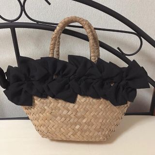 リボンつきカゴバッグ(かごバッグ/ストローバッグ)