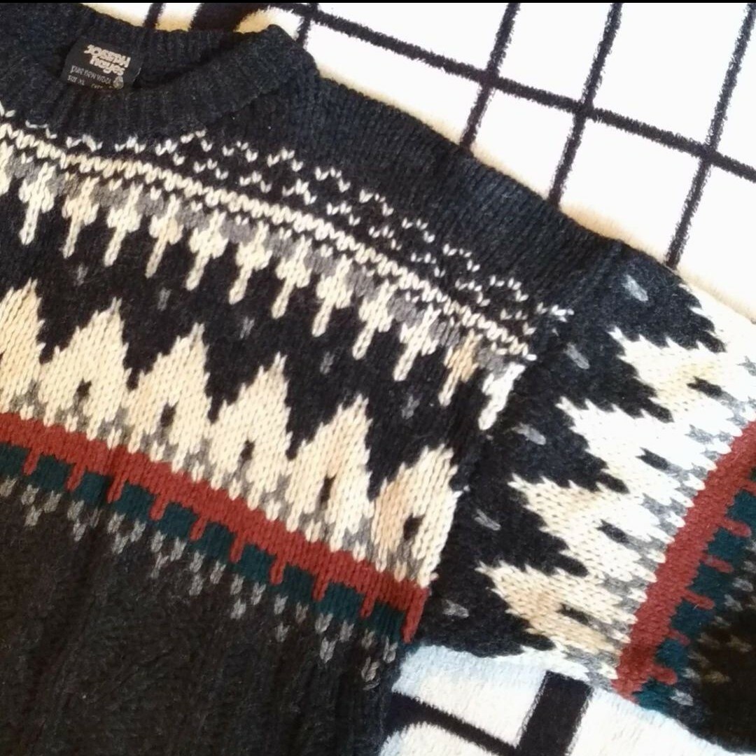 海外USED】ノルディックセーター/フェアアイルニット/アラン/XL 海外USED】ノルディックセーター/フェアアイルニット/アラン/XL