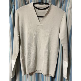 【美品タグ付】ICB Vネック長袖ニット トープ×オフホワイト S（9号）(ニット/セーター)