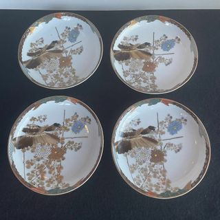 最新の激安 小皿 取り皿 銘々皿 朝日窯 九谷焼 なます キジ 雉 菊 4客 皿 工芸品
