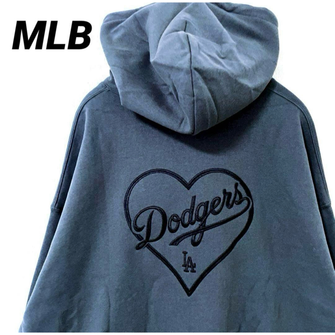 MLB - MLB ドジャース パーカー スウェット ハート刺繍 裏起毛 MLB - MLB ドジャース パーカー スウェット ハート刺繍 裏起毛