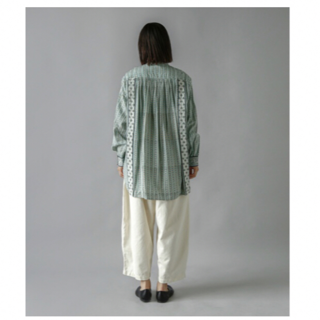 Pheeta(ファータ)コットンドットストライプ切替ロングシャツ