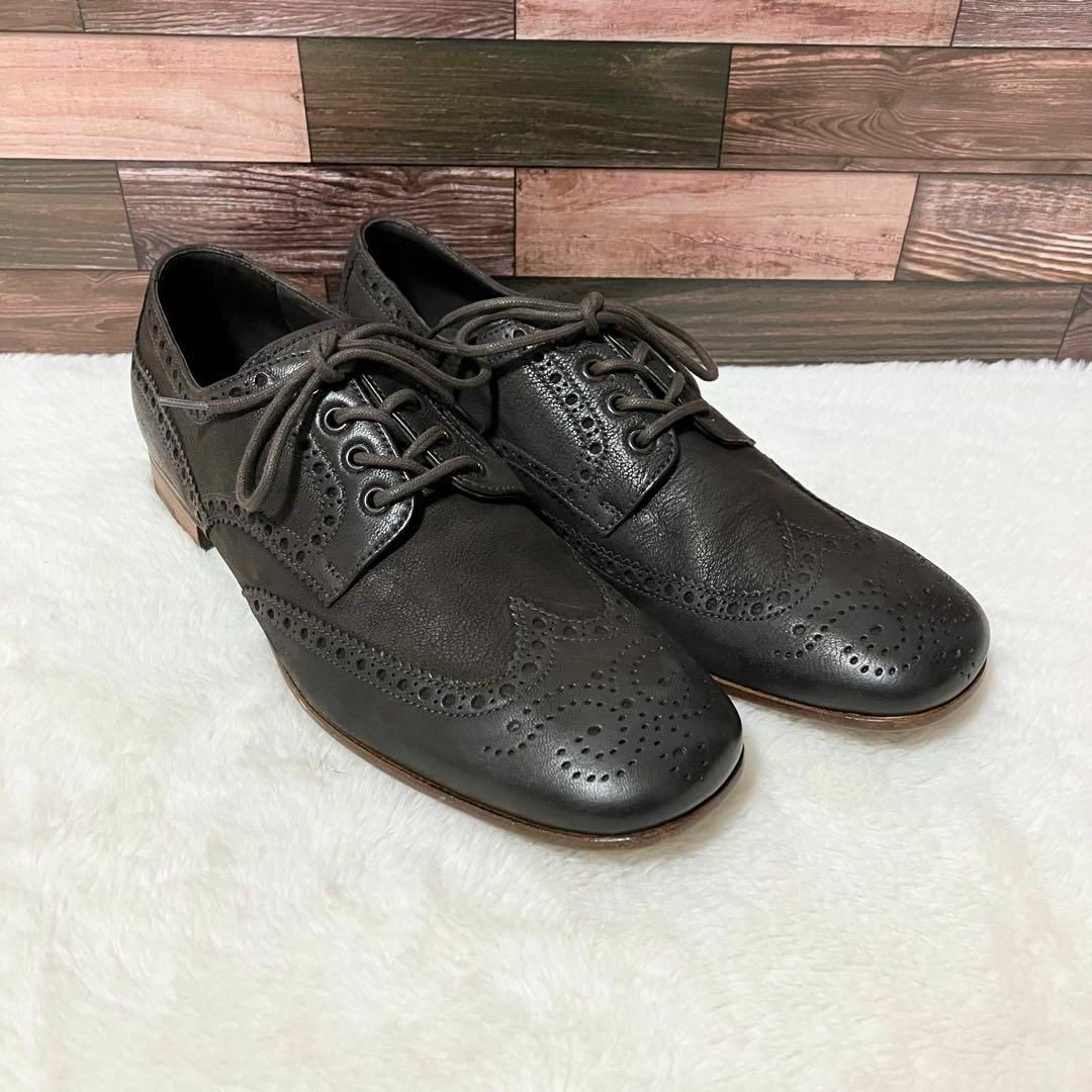 新品同様 PRADA ウイングチップ ビジネスシューズ 革靴 27.0-27.5 新品同様 PRADA ウイングチップ ビジネスシューズ 革靴 27.0-27.5