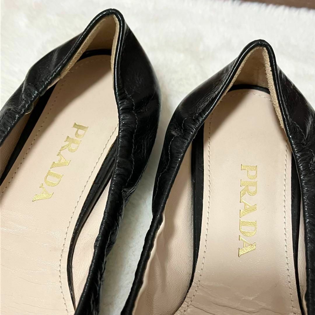 PRADA - 美品 PRADA バレエ シューズ 黒 36 スタッズ ベルト PRADA - 美品 PRADA バレエ シューズ 黒 36 スタッズ ベルト