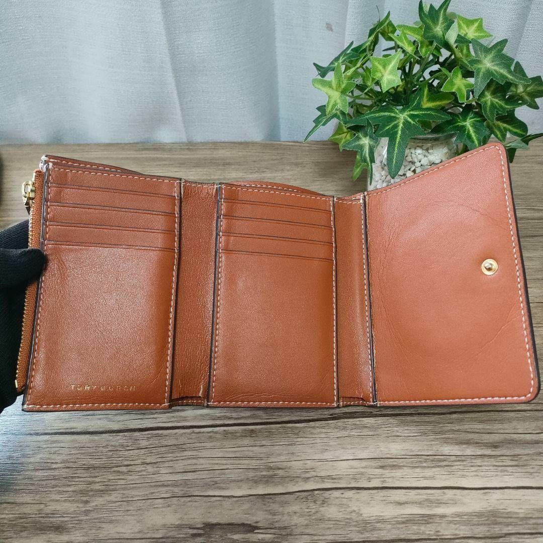 トリーバーチ 三つ折り財布 ブラウン レザー ロゴ Tory Burch 財布茶 トリーバーチ 三つ折り財布 ブラウン レザー ロゴ Tory Burch 財布茶