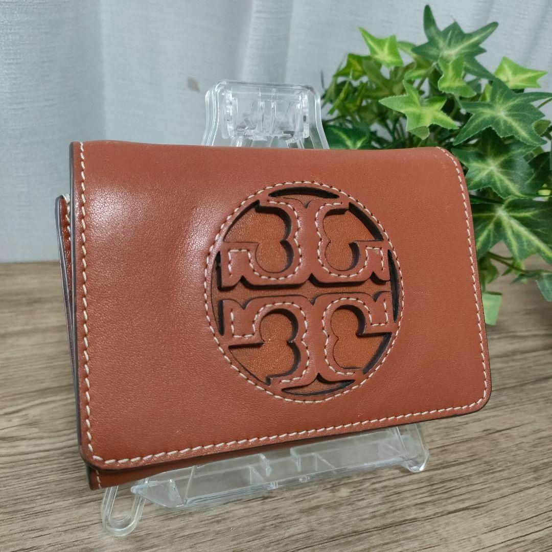 トリーバーチ 三つ折り財布 ブラウン レザー ロゴ Tory Burch 財布茶 トリーバーチ 三つ折り財布 ブラウン レザー ロゴ Tory Burch 財布茶