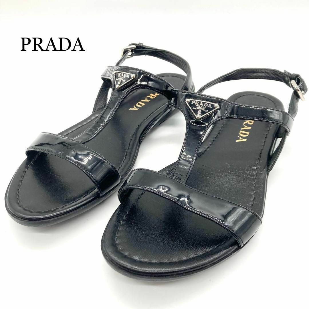 新品未使用品プラダPRADA サンダル36.5 黒 新品未使用品プラダPRADA サンダル36.5 黒