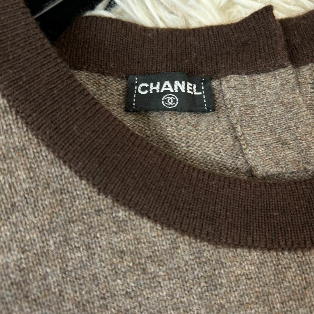 CHANEL - 極美品CHANEL シャネル カシミヤ半袖ニット ブラウン CHANEL - 極美品CHANEL シャネル カシミヤ半袖ニット ブラウン