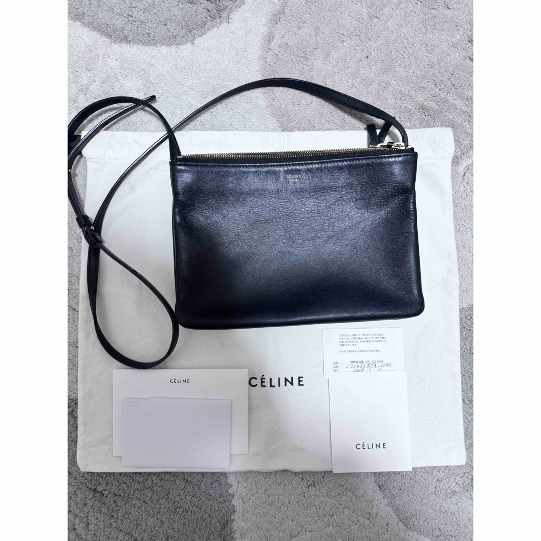 セリーヌ CELINE トリオ ラージ ブラック ショルダー バッグ セリーヌ CELINE トリオ ラージ ブラック ショルダー バッグ