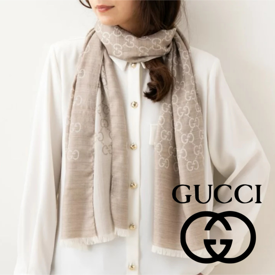 GUCCI - 【新品未使用】GUCCI ロゴストール ライトベージュ ユニ GUCCI - 【新品未使用】GUCCI ロゴストール ライトベージュ ユニ