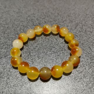 新品未使用☆ブレスレット 18玉 黄オレンジ 風水(ブレスレット/バングル)