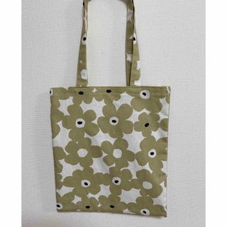 北欧花柄　フラットトートバッグ　サブバッグ　エコバッグ(バッグ)