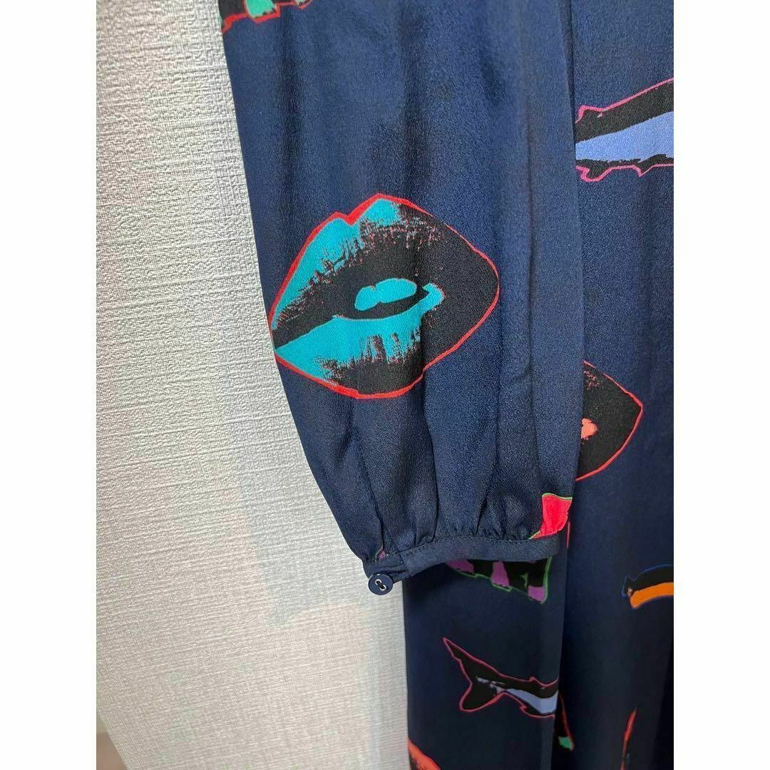 美品 ポールスミス ロングワンピース 長袖 ラビット 総柄 ベルト