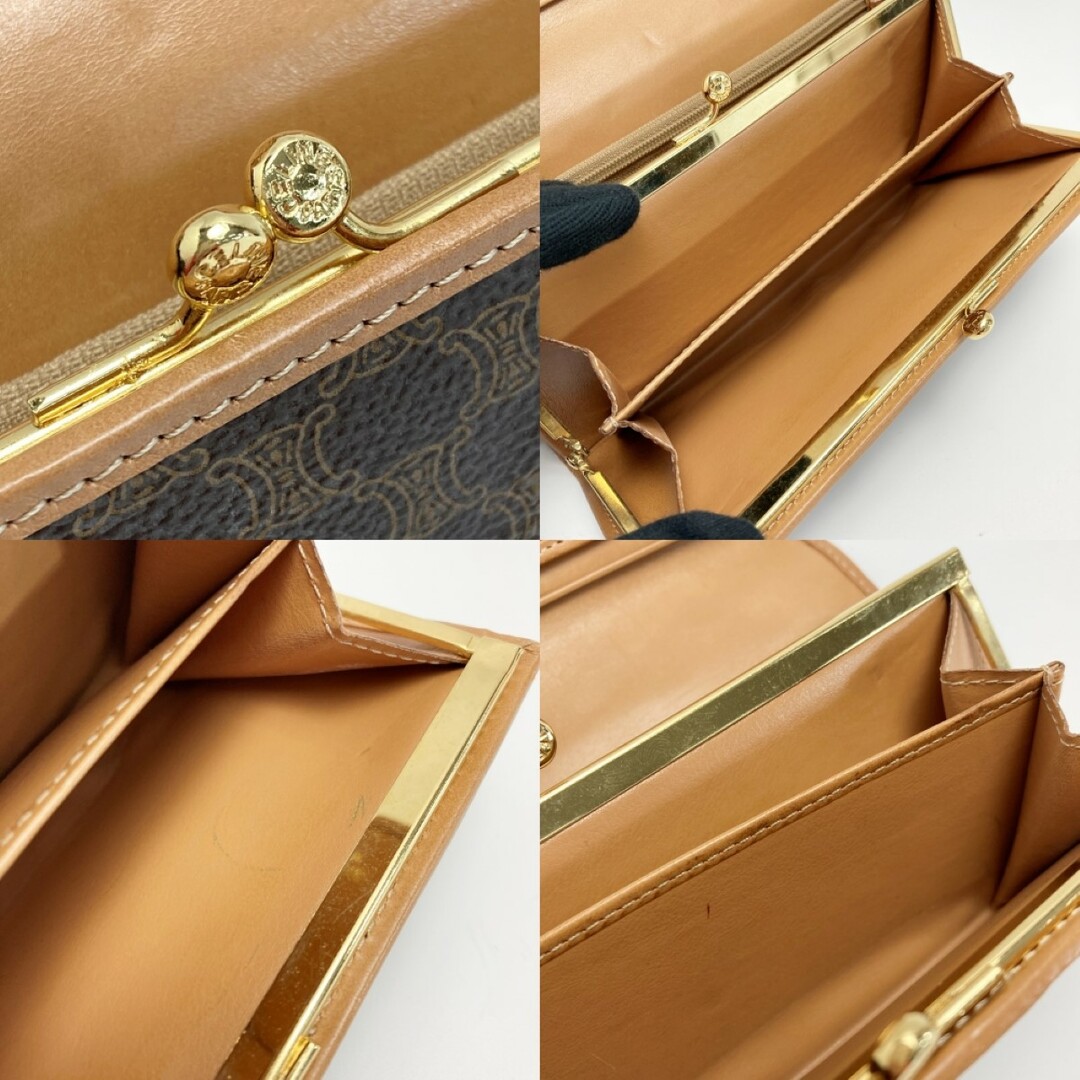 CELINE セリーヌ マカダム柄 二つ折り財布 がま口 ブラウン PVC CELINE セリーヌ マカダム柄 二つ折り財布 がま口 ブラウン PVC