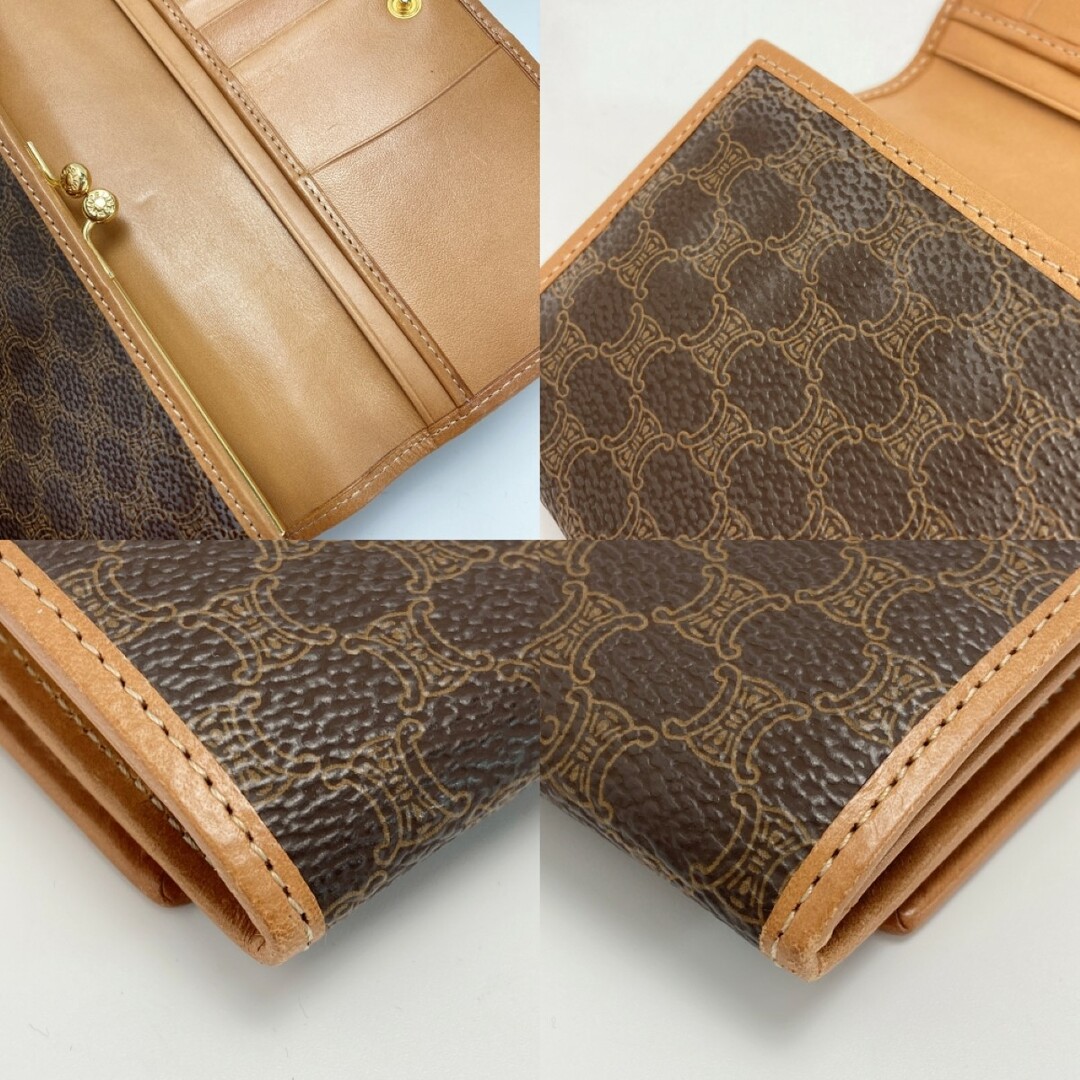CELINE セリーヌ マカダム柄 二つ折り財布 がま口 ブラウン PVC CELINE セリーヌ マカダム柄 二つ折り財布 がま口 ブラウン PVC